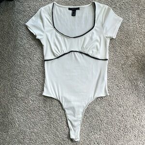 Forever 21 White and Black Bodysuit